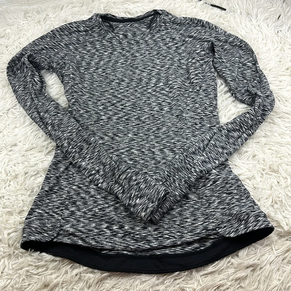 Lululemon Runderful Long Sleeve Spaced Out Space Dye Black White
